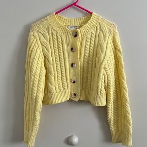 Lemon Yellow Crop Cardigan size Small